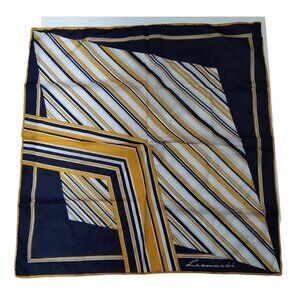 Leonardi Blue Yellow White Geometric Scarf 30"